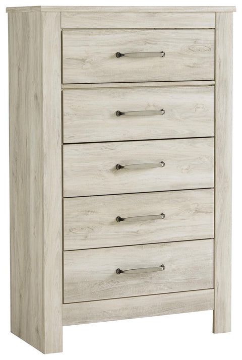Bellaby King Panel Headboard Bed with Mirrored Dresser and Chest