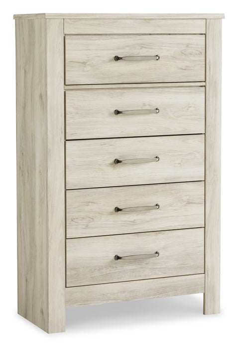 Bellaby Queen Panel Bed with Mirrored Dresser and Chest