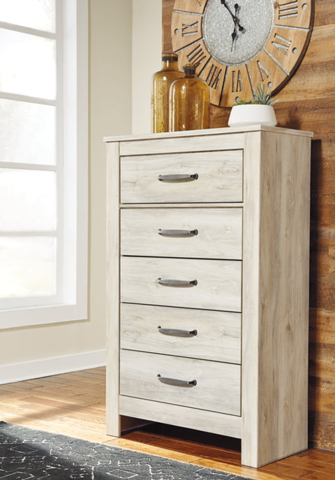 Bellaby Queen Panel Headboard Bed with Mirrored Dresser and Chest