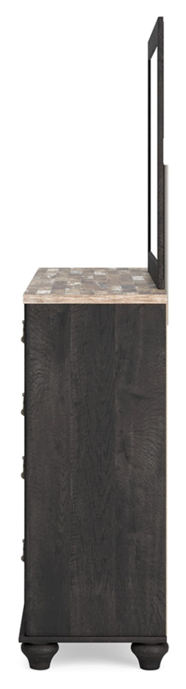 Nanforth King/California King Panel Headboard with Mirrored Dresser, Chest and Nightstand