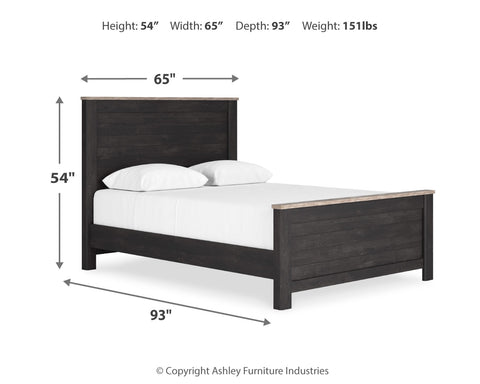 Nanforth Queen Panel Bed with Mirrored Dresser, Chest and Nightstand