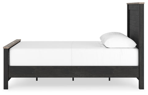 Nanforth Queen Panel Bed with Mirrored Dresser and Nightstand