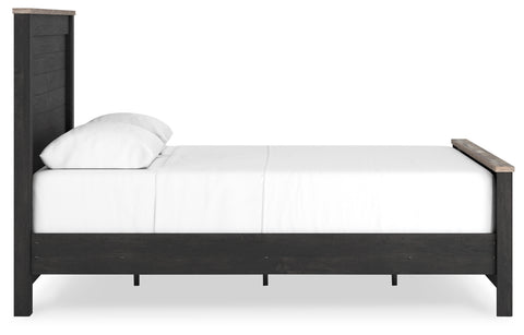 Nanforth Queen Panel Bed with Mirrored Dresser, Chest and Nightstand