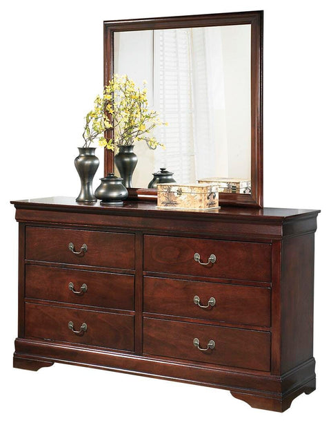 Alisdair Queen Sleigh Bed with Mirrored Dresser and Chest