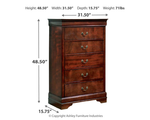Alisdair Full Sleigh Bed with Mirrored Dresser, Chest and 2 Nightstands
