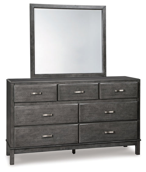 Caitbrook Queen Storage Bed with 8 Storage Drawers with Mirrored Dresser and 2 Nightstands