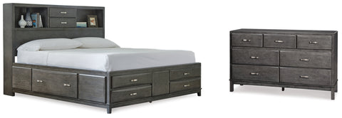 Caitbrook Queen Storage Bed with 8 Storage Drawers with Dresser