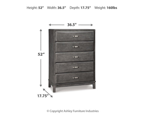 Caitbrook California King Storage Bed with 8 Storage Drawers with Mirrored Dresser, Chest and Nightstand
