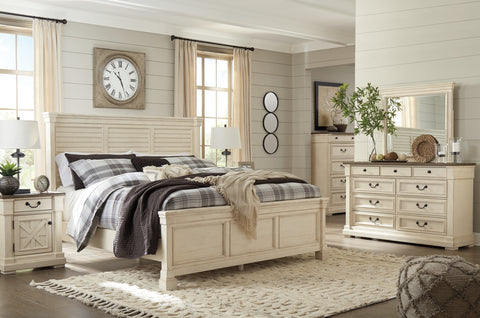 Bolanburg California King Panel Bed with Mirrored Dresser and 2 Nightstands