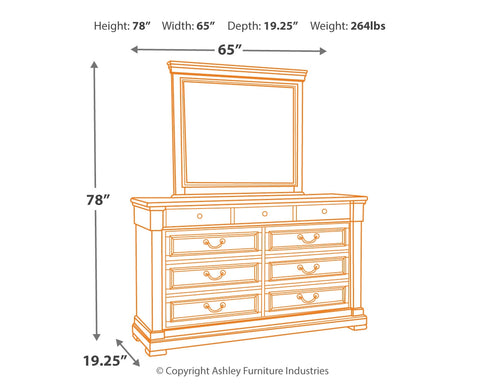 Bolanburg California King Panel Bed with Mirrored Dresser and 2 Nightstands