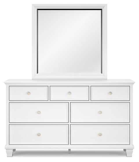 Fortman California King Panel Bed with Mirrored Dresser and Nightstand