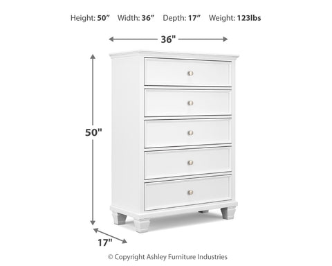 Fortman Queen Panel Bed with Mirrored Dresser and Chest