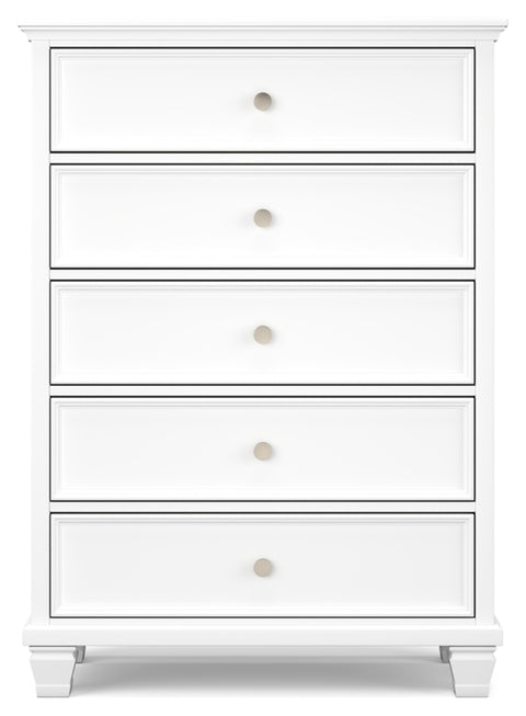 Fortman Queen Panel Bed with Mirrored Dresser and Chest