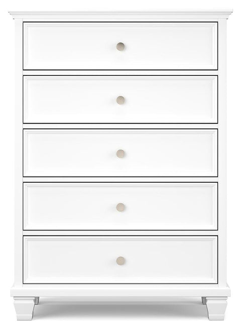 Fortman Full Panel Bed with Mirrored Dresser, Chest and Nightstand