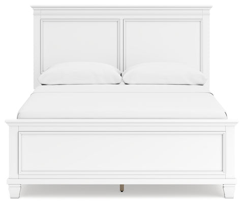 Fortman Queen Panel Bed with Mirrored Dresser and Nightstand