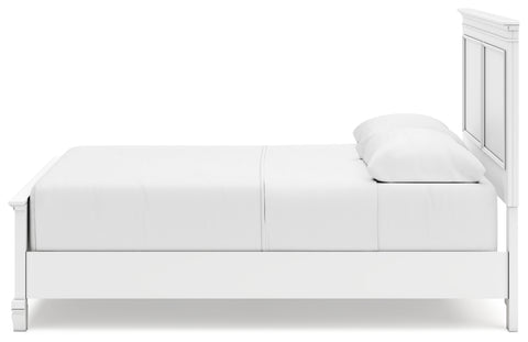Fortman Queen Panel Bed with Mirrored Dresser and Nightstand