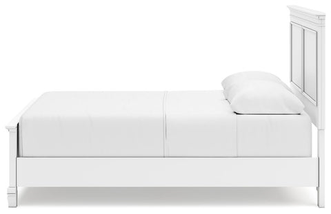 Fortman Queen Panel Bed with Mirrored Dresser and Nightstand