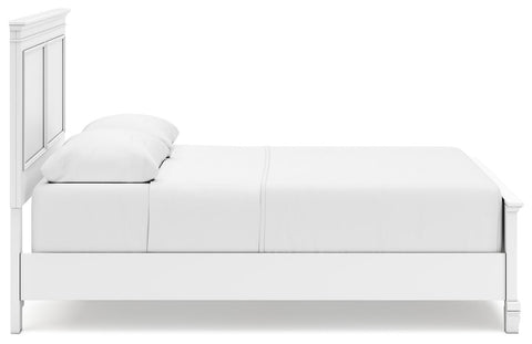 Fortman Queen Panel Bed with Mirrored Dresser and Nightstand