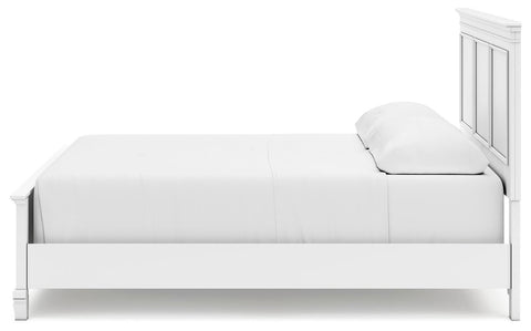 Fortman California King Panel Bed with Mirrored Dresser and Nightstand