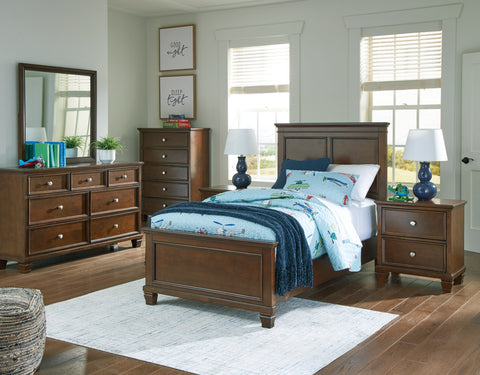 Danabrin Twin Panel Bed with Mirrored Dresser and 2 Nightstands