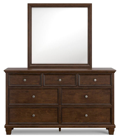 Danabrin King Panel Bed with Mirrored Dresser and Nightstand