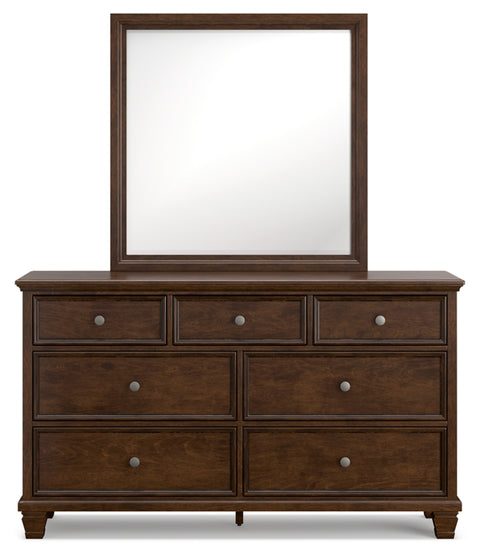 Danabrin California King Panel Bed with Mirrored Dresser, Chest and 2 Nightstands