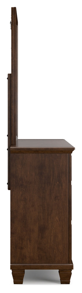 Danabrin California King Panel Bed with Mirrored Dresser, Chest and 2 Nightstands