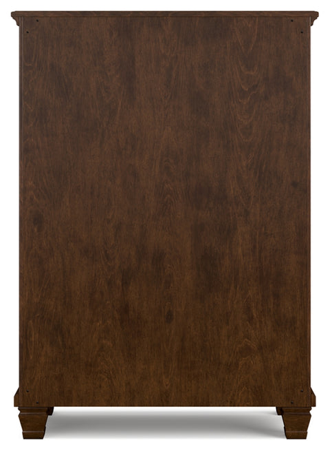 Danabrin California King Panel Bed with Mirrored Dresser, Chest and Nightstand