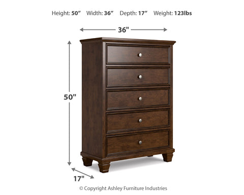 Danabrin Queen Panel Bed with Mirrored Dresser, Chest and Nightstand