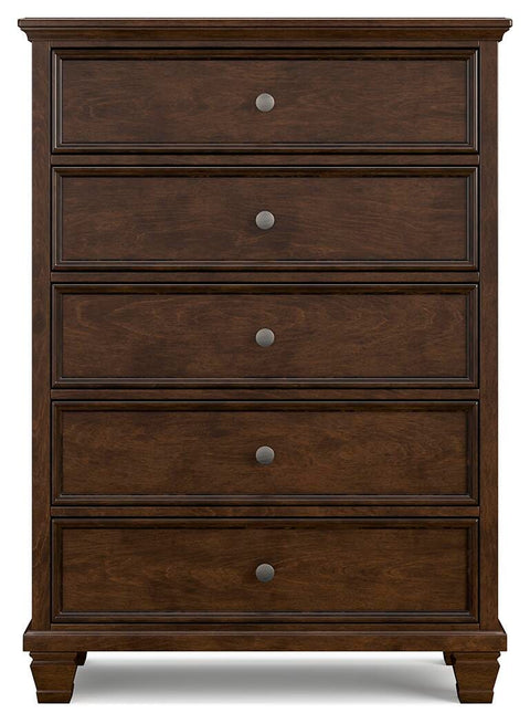 Danabrin Full Panel Bed with Mirrored Dresser, Chest and Nightstand