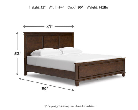 Danabrin California King Panel Bed with Mirrored Dresser and Nightstand