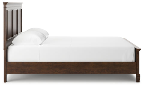 Danabrin California King Panel Bed with Mirrored Dresser and 2 Nightstands