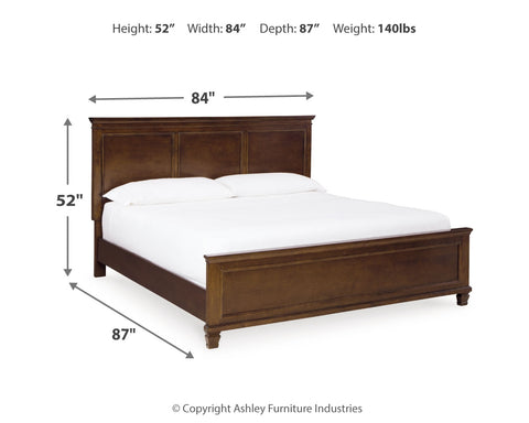 Danabrin King Panel Bed with Mirrored Dresser and 2 Nightstands