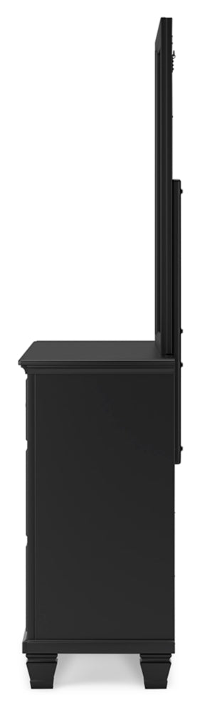 Lanolee California King Panel Bed with Mirrored Dresser and 2 Nightstands