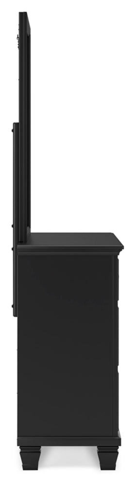 Lanolee California King Panel Bed with Mirrored Dresser and Chest