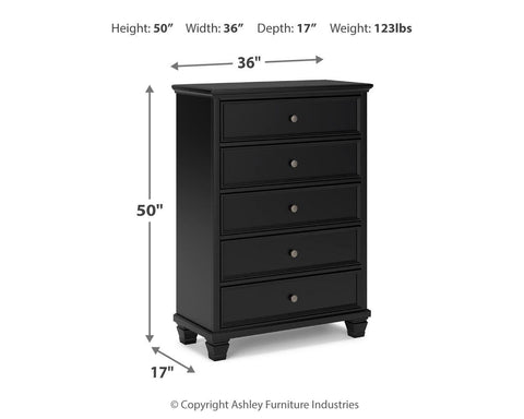Lanolee Twin Panel Bed with Mirrored Dresser, Chest and Nightstand