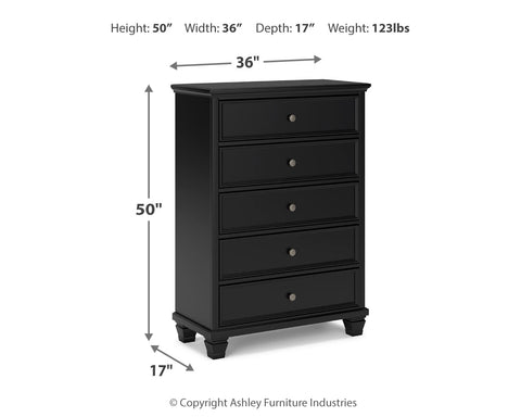 Lanolee King Panel Bed with Mirrored Dresser, Chest and 2 Nightstands