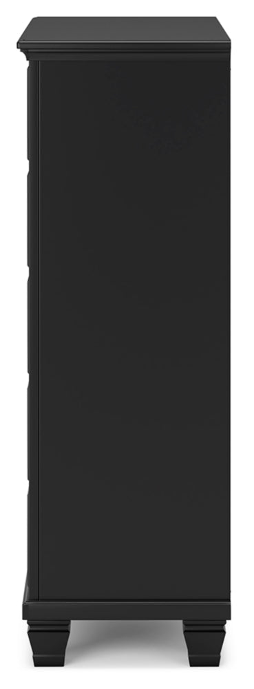 Lanolee California King Panel Bed with Mirrored Dresser, Chest and 2 Nightstands