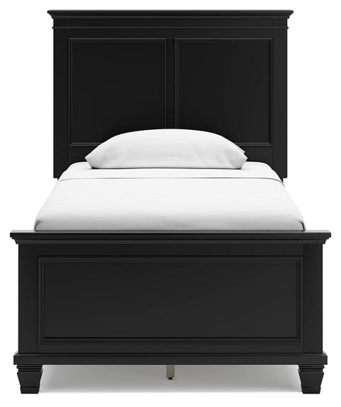 Lanolee Twin Panel Bed with Mirrored Dresser, Chest and Nightstand