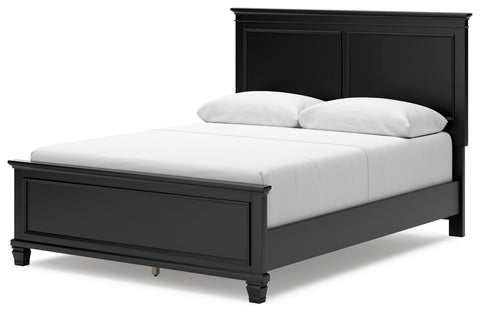 Lanolee Queen Panel Bed with Mirrored Dresser and 2 Nightstands