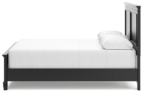 Lanolee Queen Panel Bed with Mirrored Dresser and Chest