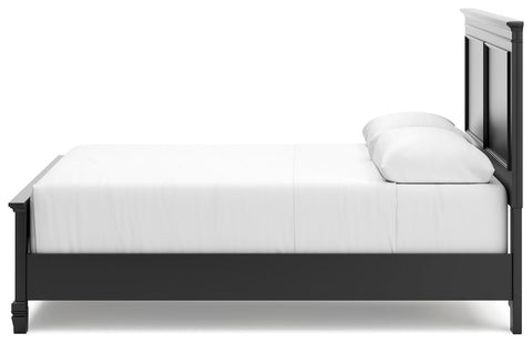 Lanolee Queen Panel Bed with Mirrored Dresser and 2 Nightstands