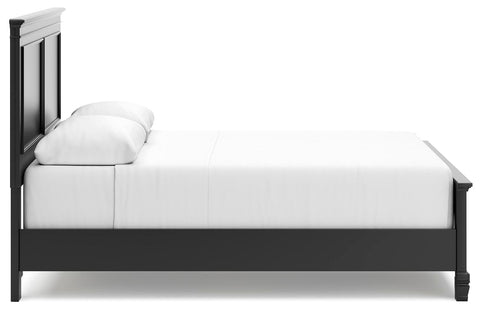 Lanolee Queen Panel Bed with Mirrored Dresser and 2 Nightstands