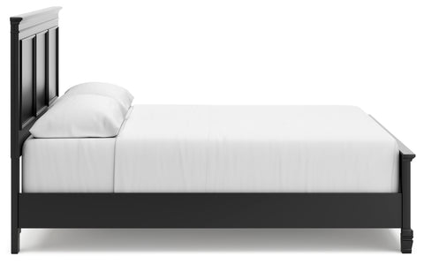 Lanolee California King Panel Bed with Mirrored Dresser and 2 Nightstands
