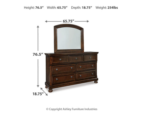 Porter California King Panel Bed with Mirrored Dresser