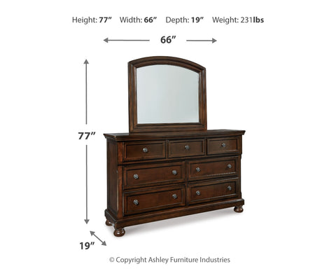 Porter Queen Sleigh Bed with Mirrored Dresser, Chest and 2 Nightstands