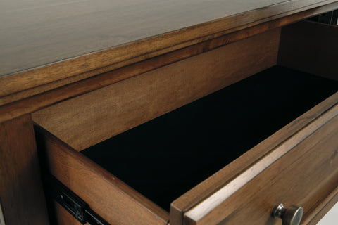 Flynnter King Panel Bed with 2 Storage Drawers with Mirrored Dresser and 2 Nightstands