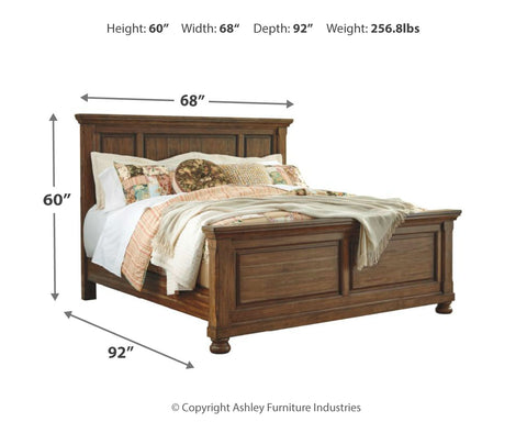 Flynnter Queen Panel Bed with Mirrored Dresser and 2 Nightstands