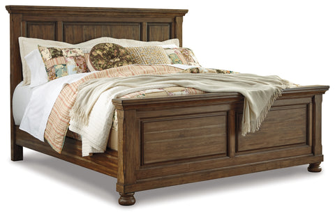 Flynnter California King Panel Bed with Mirrored Dresser, Chest and 2 Nightstands