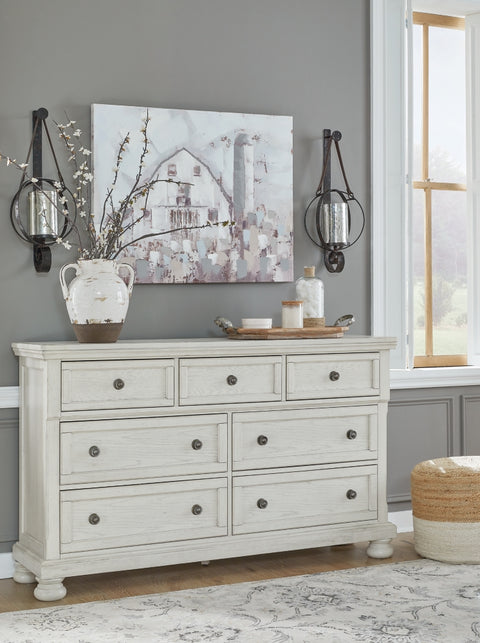 Robbinsdale California King Sleigh Bed with Storage with Mirrored Dresser
